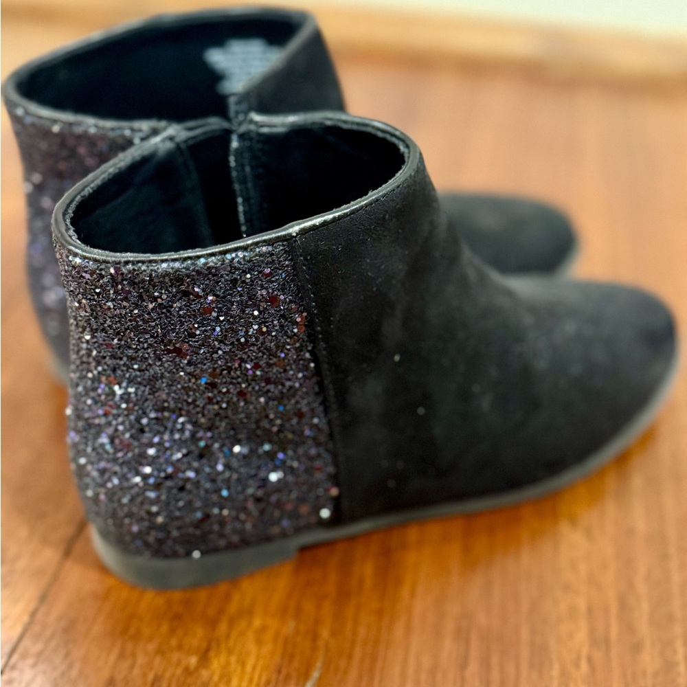 Crewcuts Jcrew Black Glitter Ankle Boots Sz K2